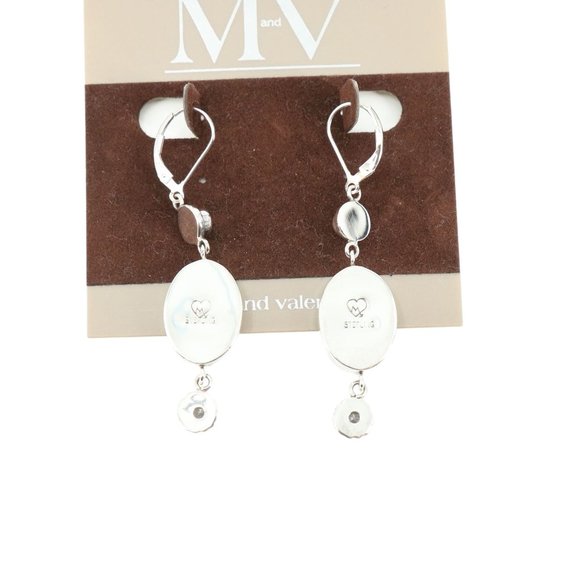 New Mars and Valentine Vintage Sterling Silver Pearl Rose Crystal Dange Earrings - Picture 7 of 8
